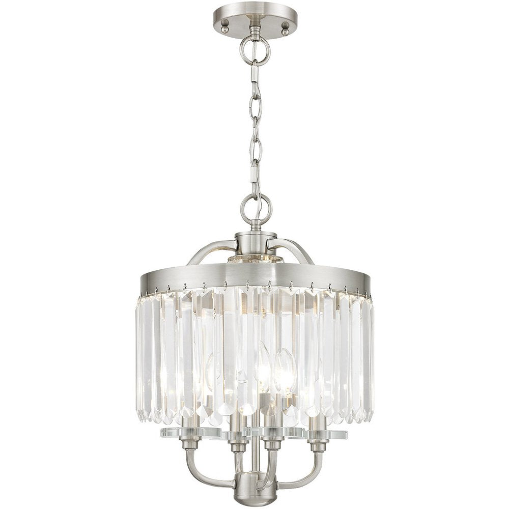 Nickel Four Light Metal Dimmable Chandelier With Shades HomeRoots