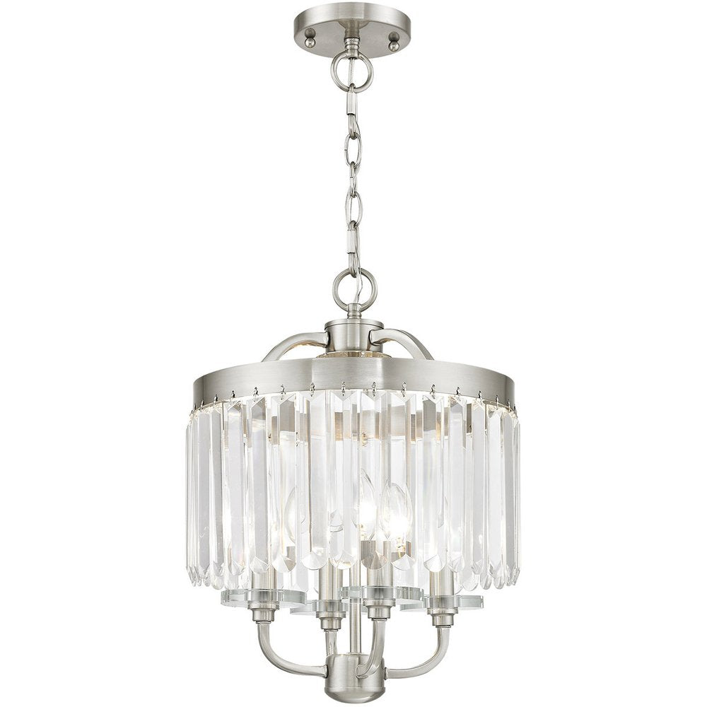 Nickel Four Light Metal Dimmable Chandelier With Shades HomeRoots