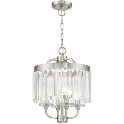 Nickel Four Light Metal Dimmable Chandelier With Shades HomeRoots