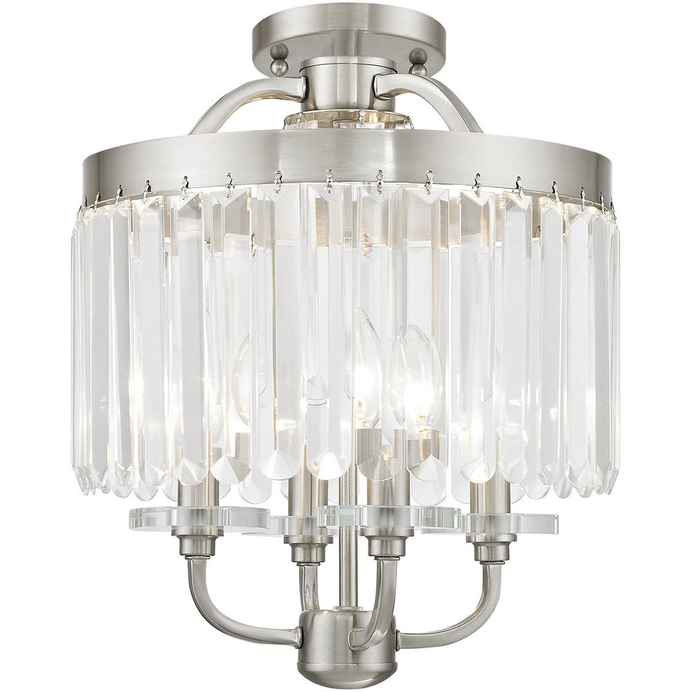 Nickel Four Light Metal Dimmable Chandelier With Shades HomeRoots