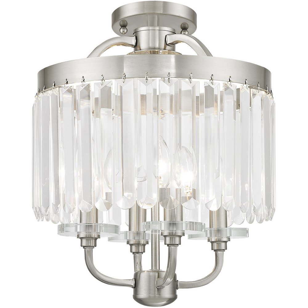 Nickel Four Light Metal Dimmable Chandelier With Shades HomeRoots