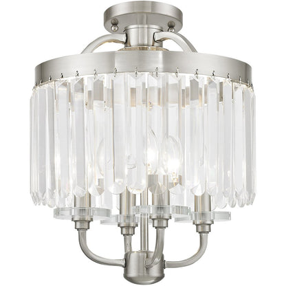 Nickel Four Light Metal Dimmable Chandelier With Shades HomeRoots
