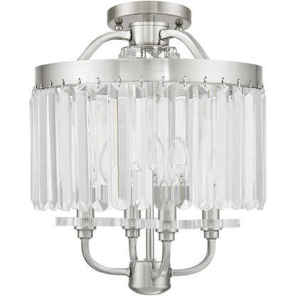 Nickel Four Light Metal Dimmable Chandelier With Shades HomeRoots