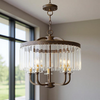 Bronze Five Light Metal Dimmable Chandelier With Shades HomeRoots