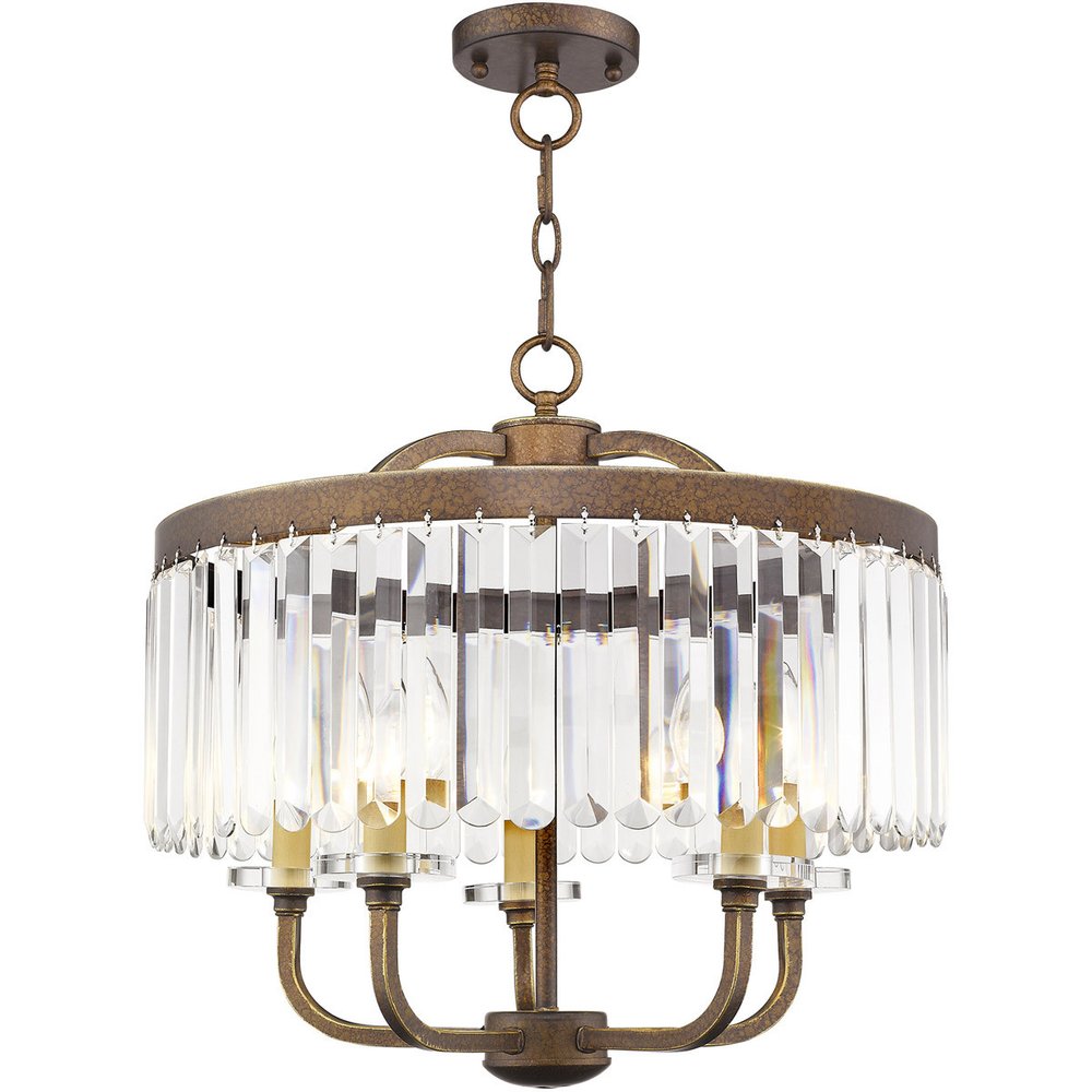 Bronze Five Light Metal Dimmable Chandelier With Shades HomeRoots