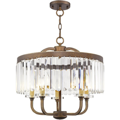 Bronze Five Light Metal Dimmable Chandelier With Shades HomeRoots