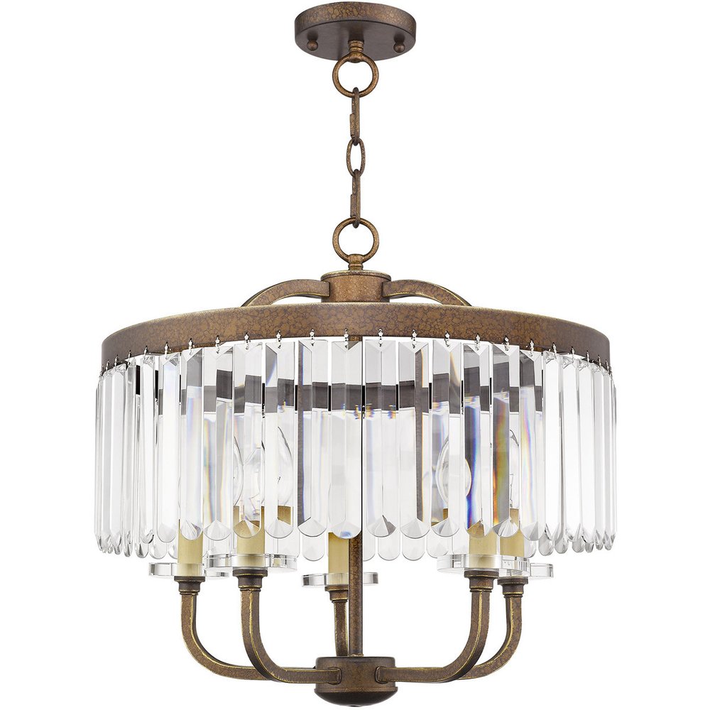 Bronze Five Light Metal Dimmable Chandelier With Shades HomeRoots