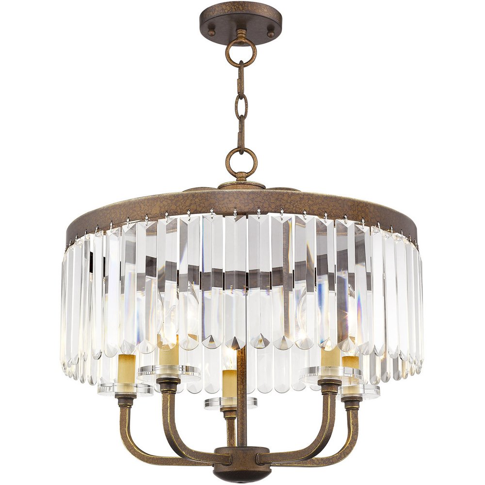 Bronze Five Light Metal Dimmable Chandelier With Shades HomeRoots