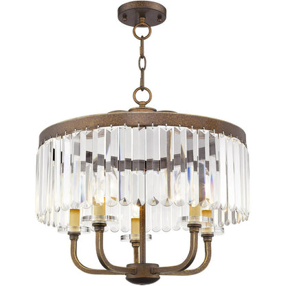 Bronze Five Light Metal Dimmable Chandelier With Shades HomeRoots