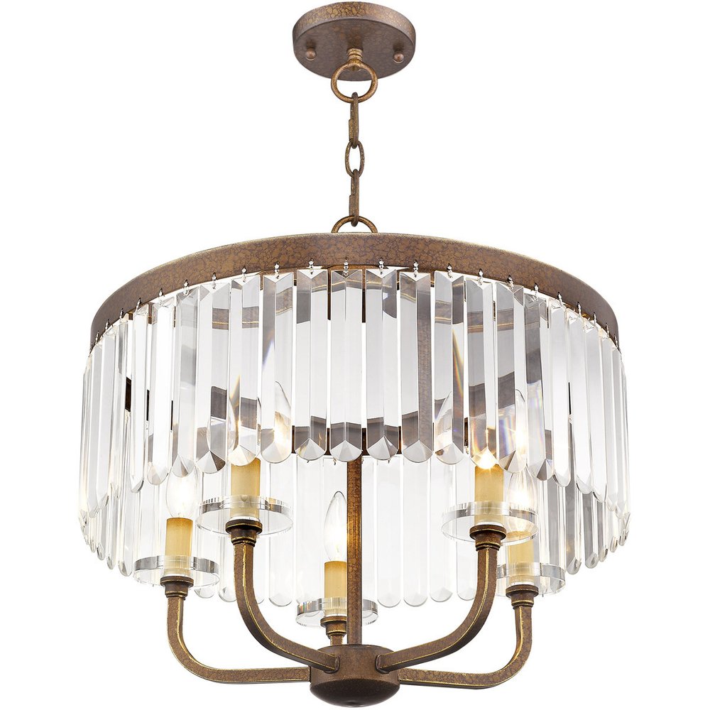 Bronze Five Light Metal Dimmable Chandelier With Shades HomeRoots