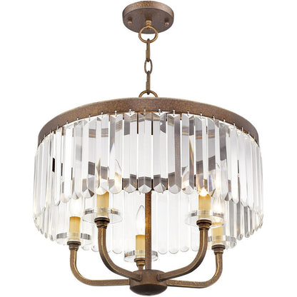 Bronze Five Light Metal Dimmable Chandelier With Shades HomeRoots