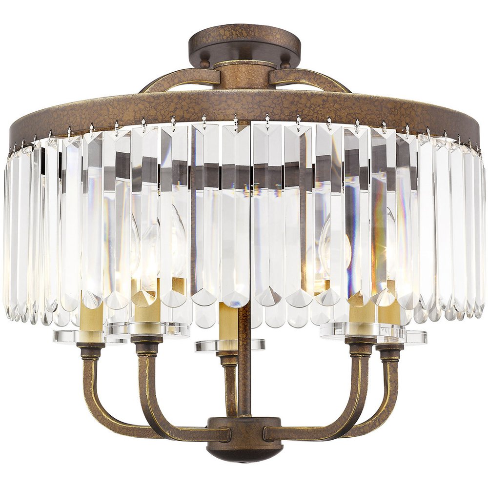 Bronze Five Light Metal Dimmable Chandelier With Shades HomeRoots