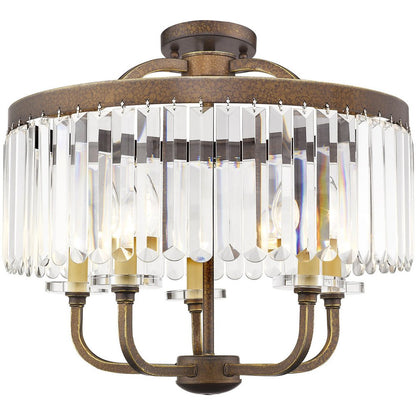Bronze Five Light Metal Dimmable Chandelier With Shades HomeRoots
