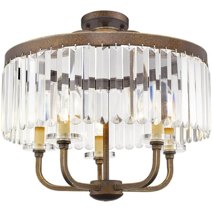 Bronze Five Light Metal Dimmable Chandelier With Shades HomeRoots