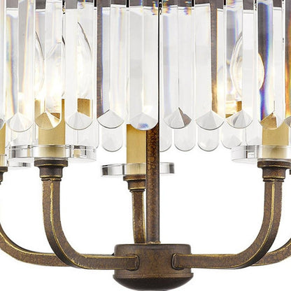 Bronze Five Light Metal Dimmable Chandelier With Shades HomeRoots