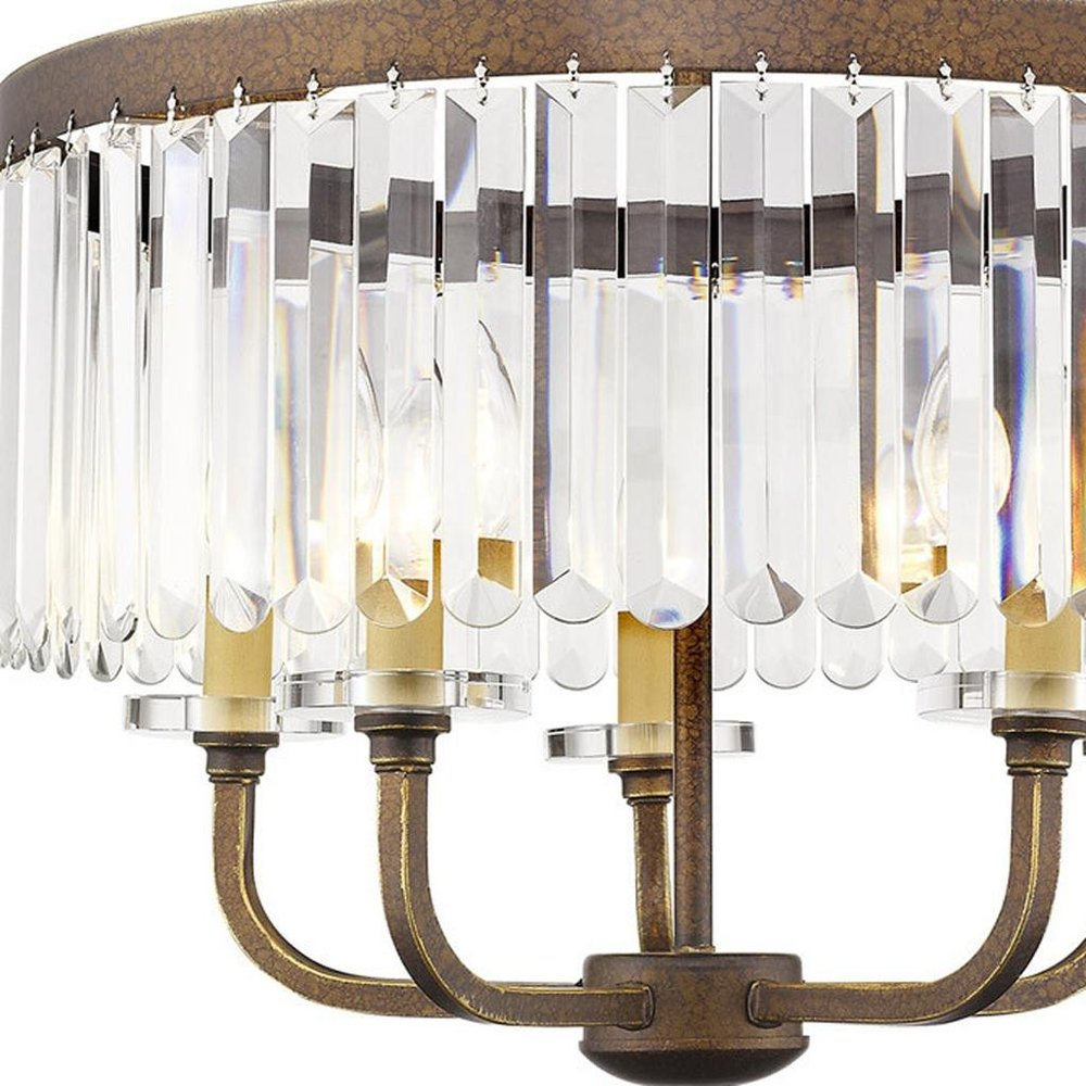 Bronze Five Light Metal Dimmable Chandelier With Shades HomeRoots