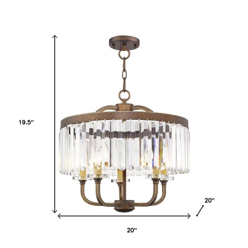 Bronze Five Light Metal Dimmable Chandelier With Shades HomeRoots