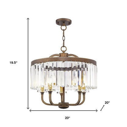 Bronze Five Light Metal Dimmable Chandelier With Shades HomeRoots