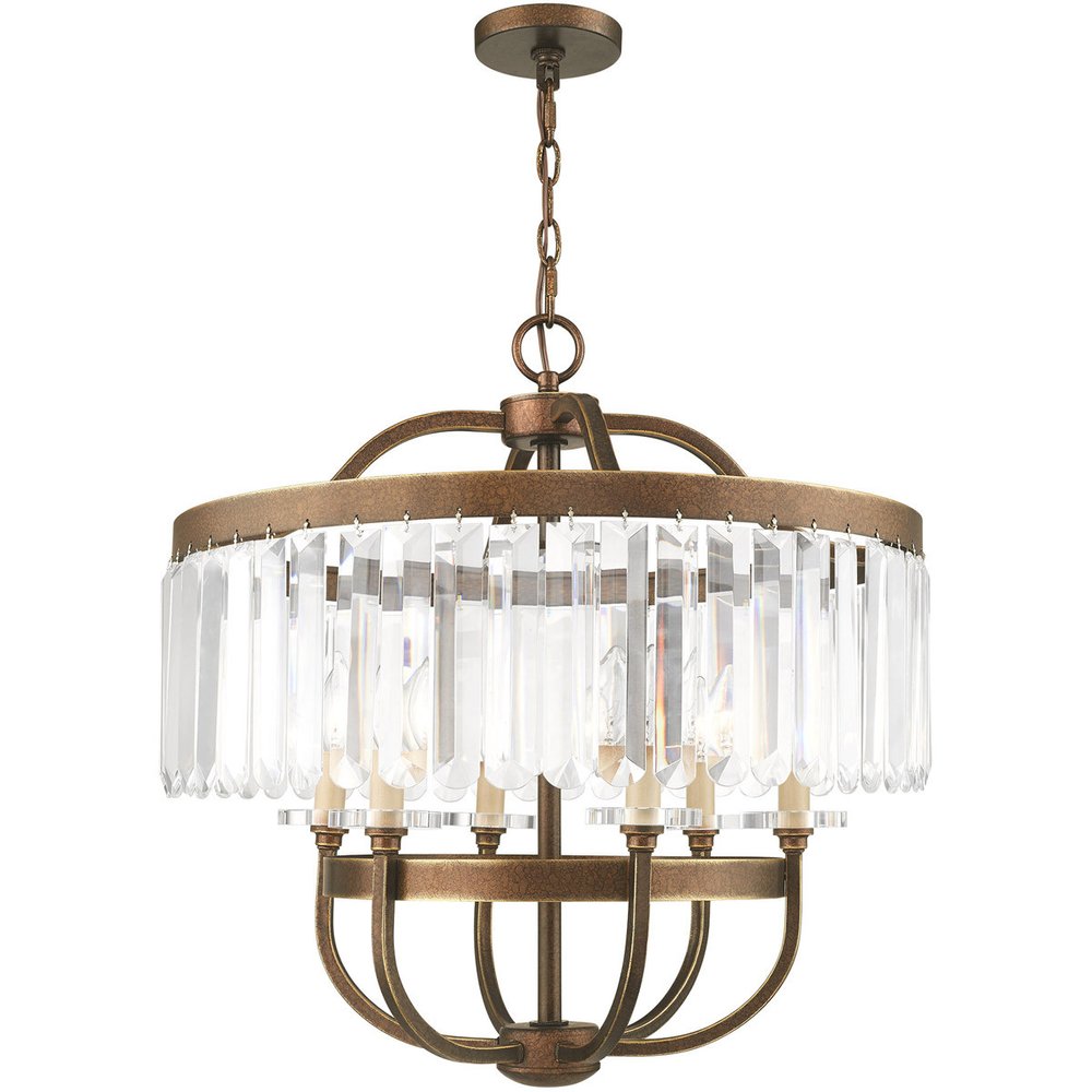 Bronze Six Light Metal Dimmable Chandelier With Shades HomeRoots