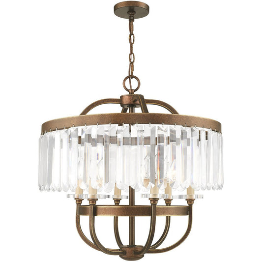 Bronze Six Light Metal Dimmable Chandelier With Shades HomeRoots
