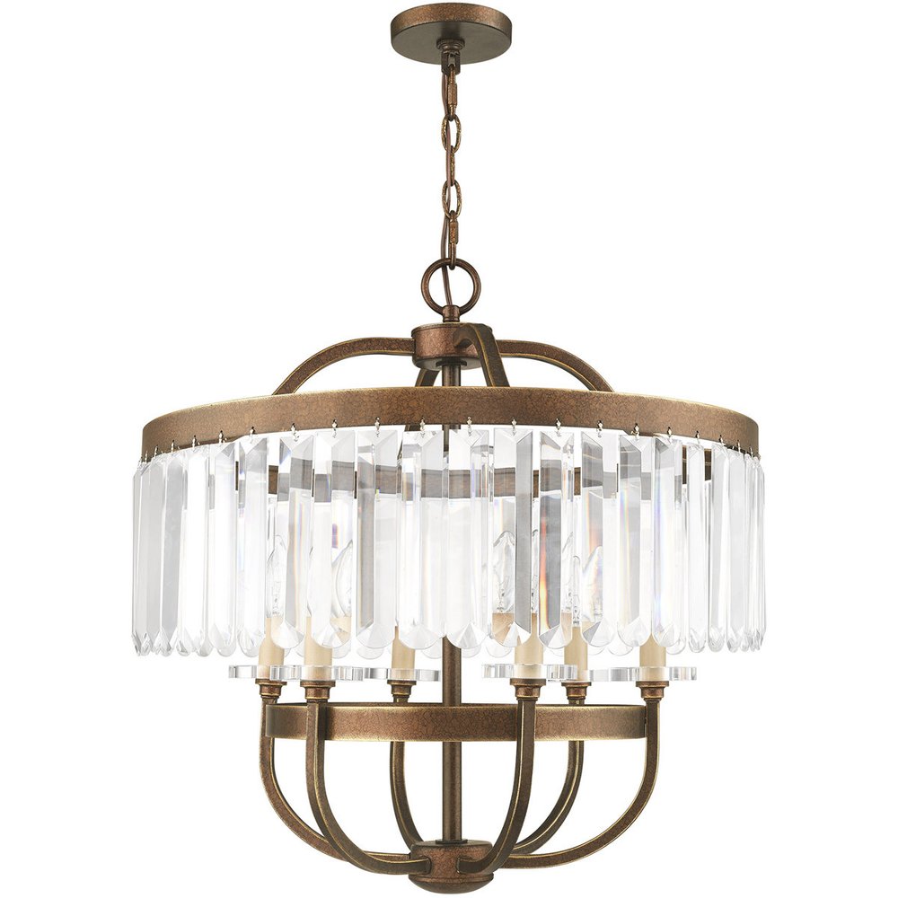 Bronze Six Light Metal Dimmable Chandelier With Shades HomeRoots