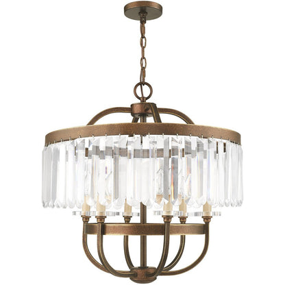 Bronze Six Light Metal Dimmable Chandelier With Shades HomeRoots