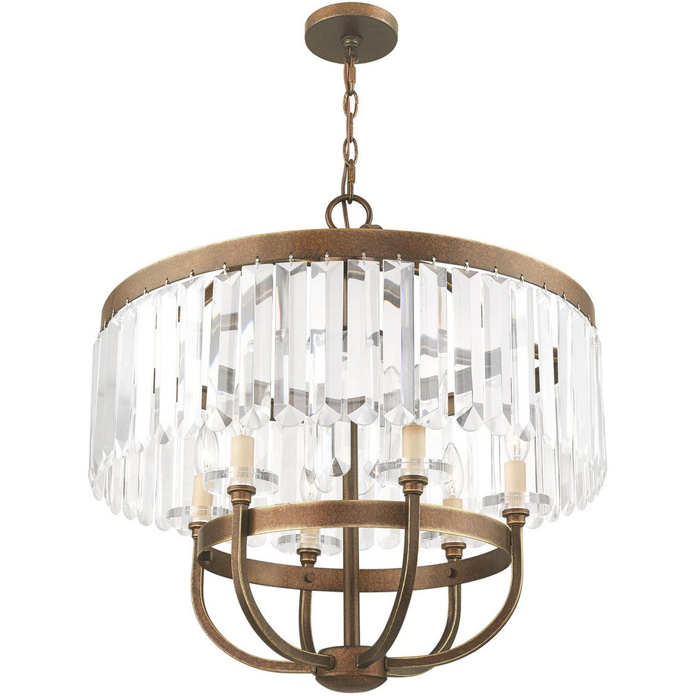 Bronze Six Light Metal Dimmable Chandelier With Shades HomeRoots