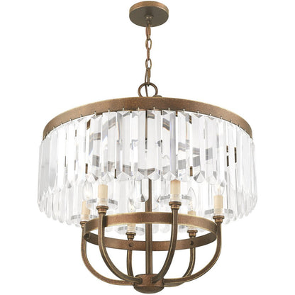 Bronze Six Light Metal Dimmable Chandelier With Shades HomeRoots