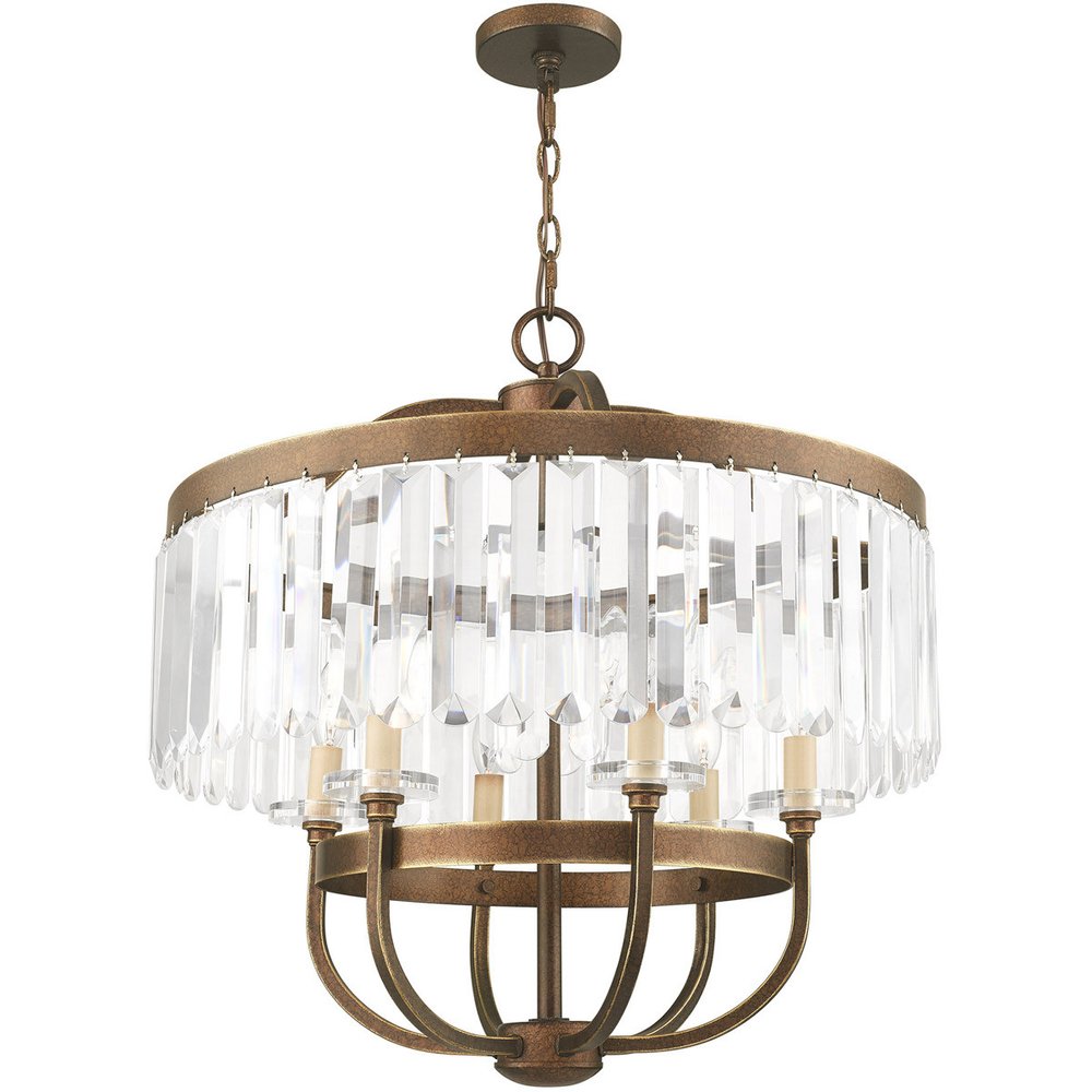 Bronze Six Light Metal Dimmable Chandelier With Shades HomeRoots