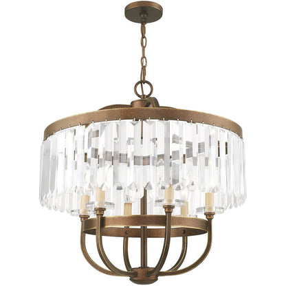 Bronze Six Light Metal Dimmable Chandelier With Shades HomeRoots