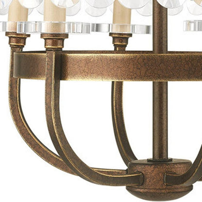 Bronze Six Light Metal Dimmable Chandelier With Shades HomeRoots