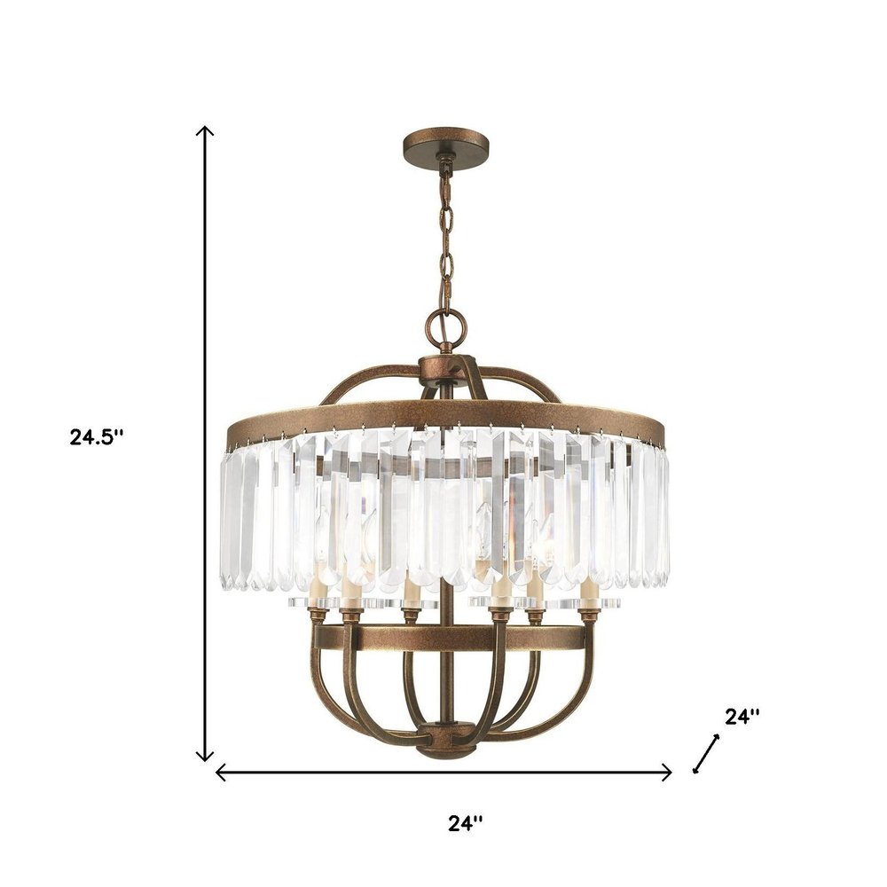 Bronze Six Light Metal Dimmable Chandelier With Shades HomeRoots