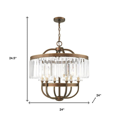 Bronze Six Light Metal Dimmable Chandelier With Shades HomeRoots