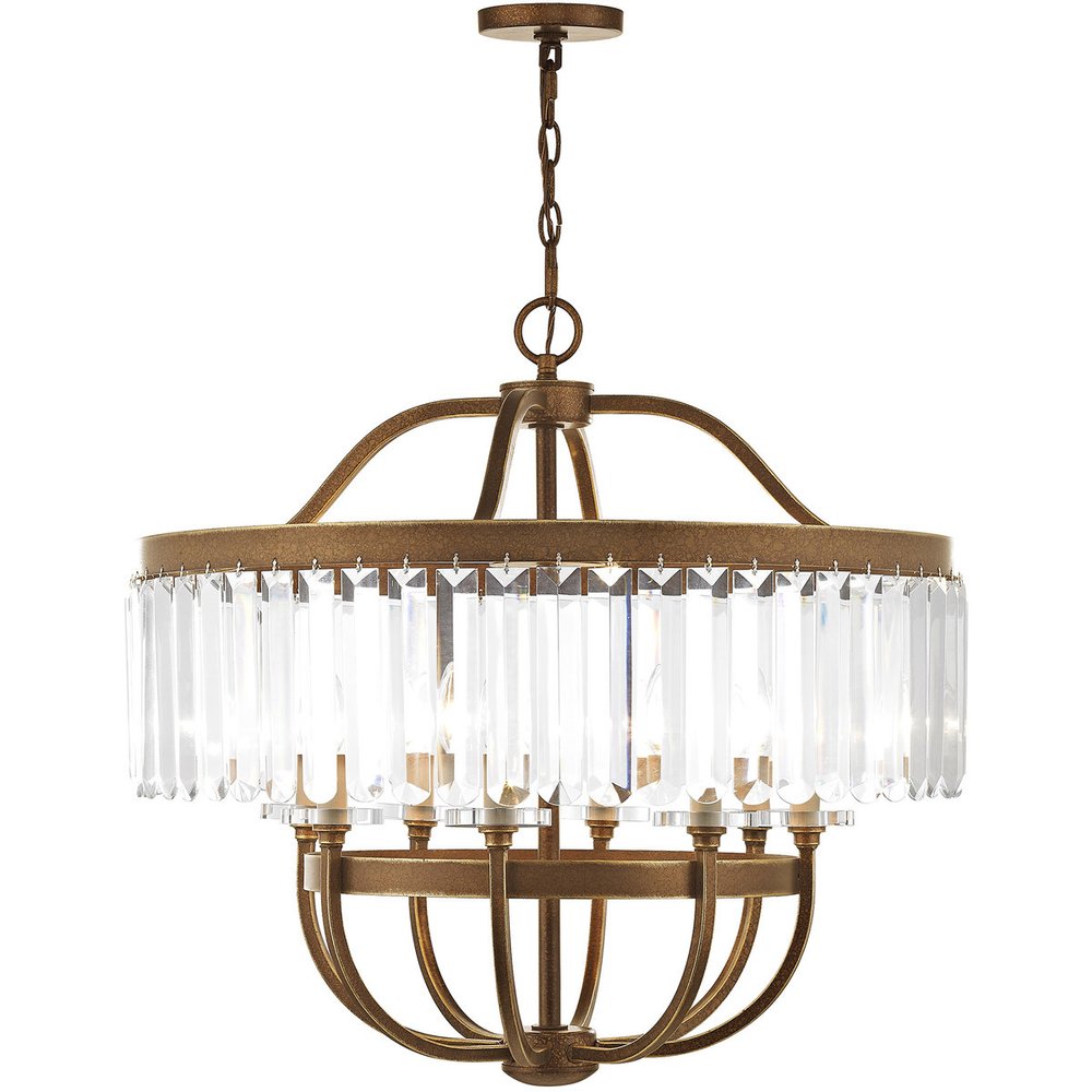 Bronze Eight Light Metal Dimmable Chandelier With Shades HomeRoots