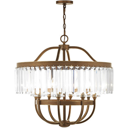 Bronze Eight Light Metal Dimmable Chandelier With Shades HomeRoots