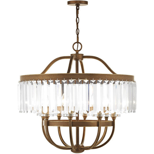 Bronze Eight Light Metal Dimmable Chandelier With Shades HomeRoots