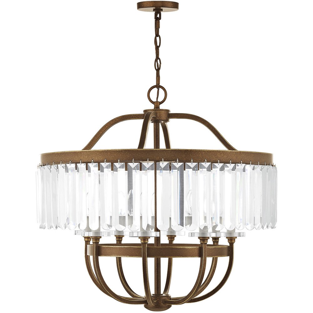 Bronze Eight Light Metal Dimmable Chandelier With Shades HomeRoots