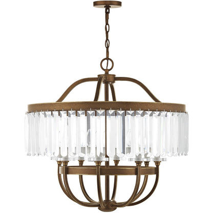 Bronze Eight Light Metal Dimmable Chandelier With Shades HomeRoots