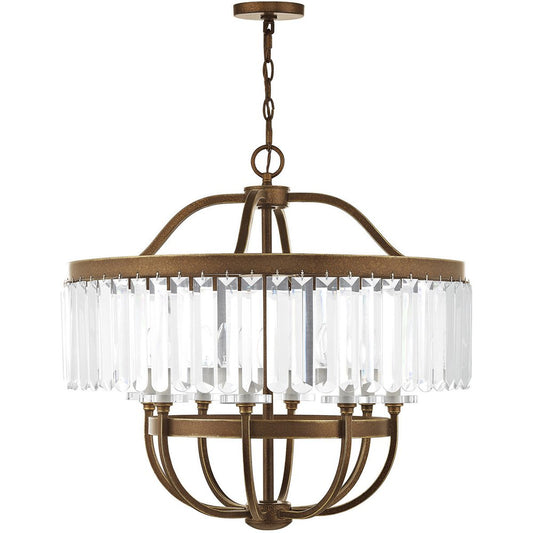 Bronze Eight Light Metal Dimmable Chandelier With Shades HomeRoots