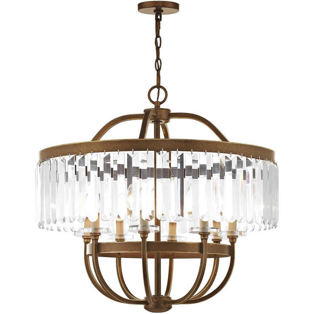 Bronze Eight Light Metal Dimmable Chandelier With Shades HomeRoots