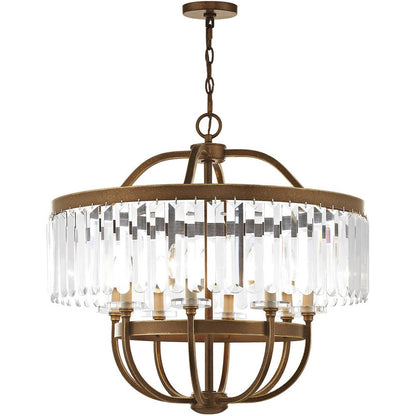 Bronze Eight Light Metal Dimmable Chandelier With Shades HomeRoots