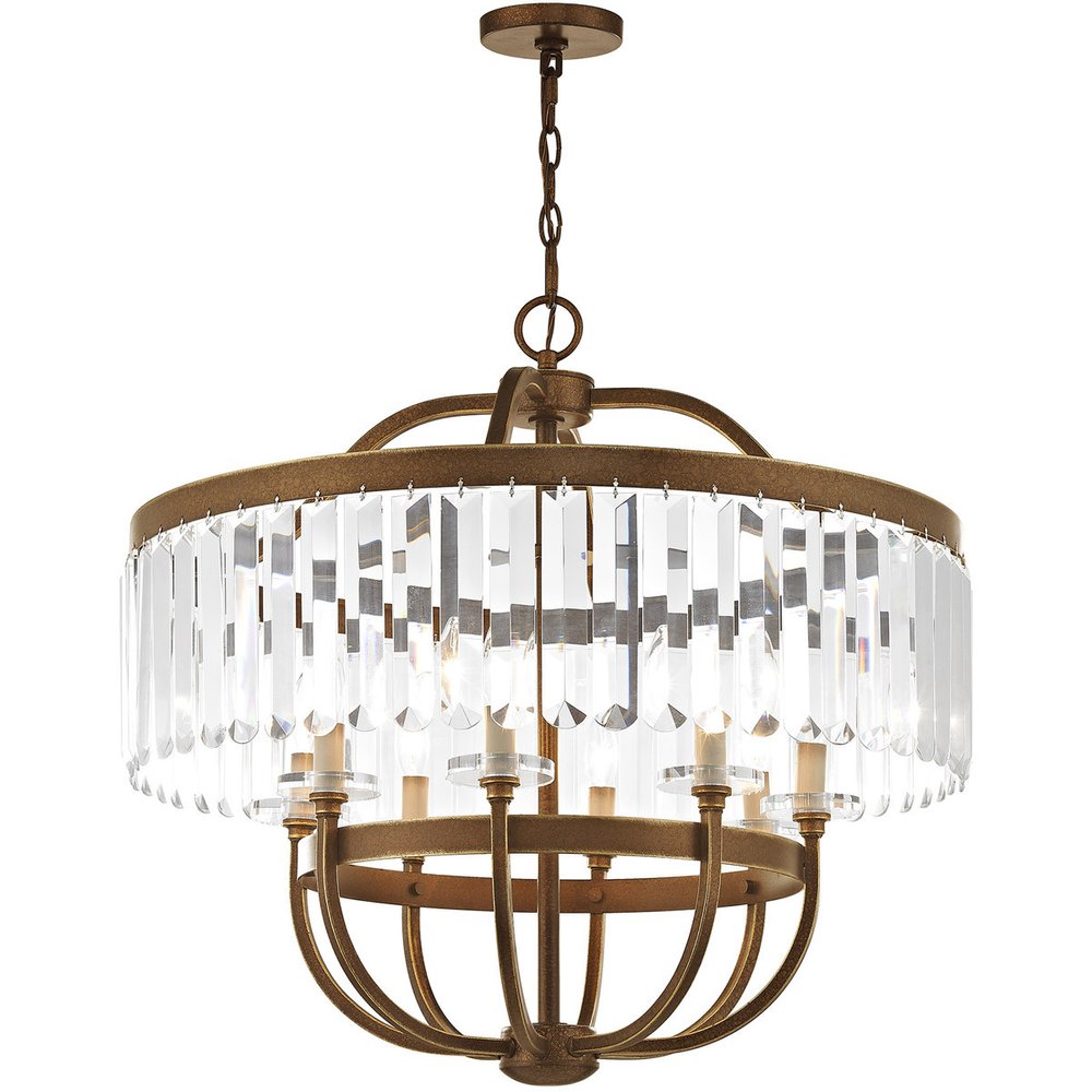 Bronze Eight Light Metal Dimmable Chandelier With Shades HomeRoots