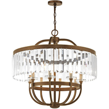 Bronze Eight Light Metal Dimmable Chandelier With Shades HomeRoots