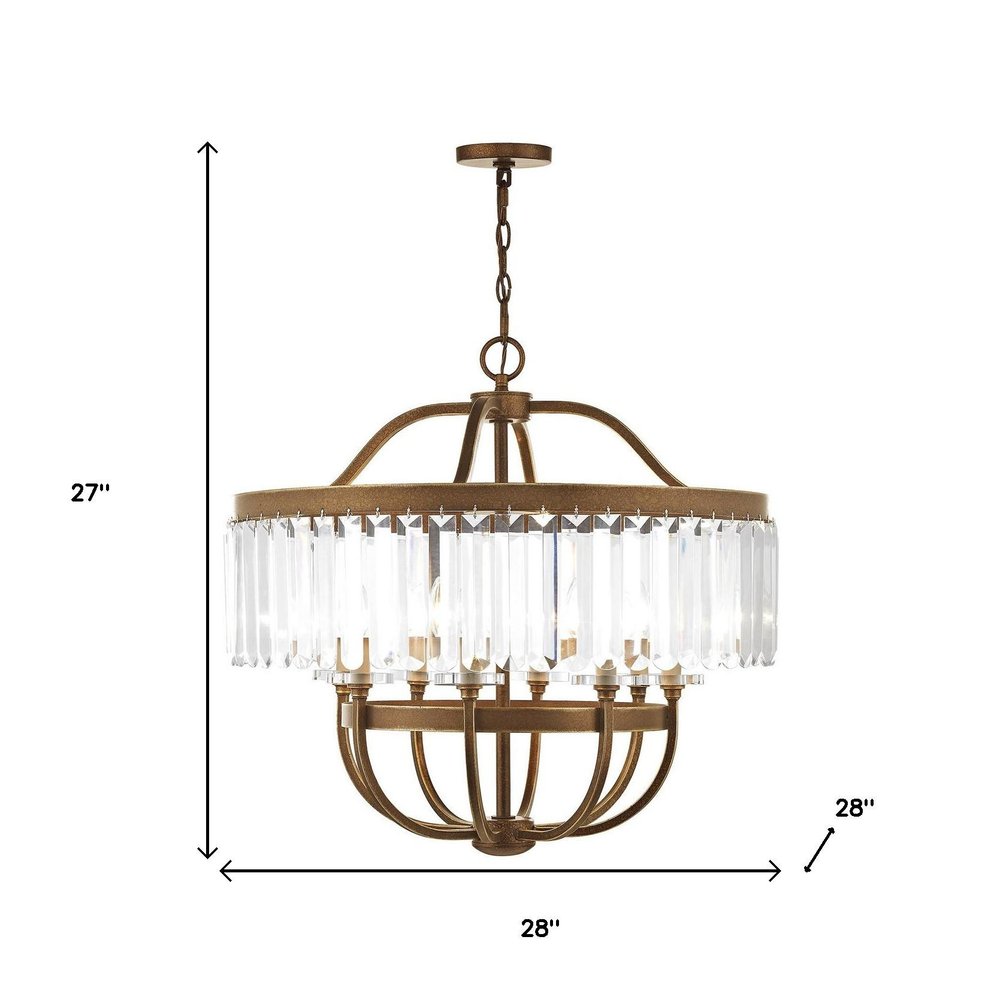 Bronze Eight Light Metal Dimmable Chandelier With Shades HomeRoots