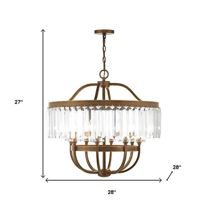Bronze Eight Light Metal Dimmable Chandelier With Shades HomeRoots