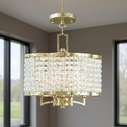 Gold Four Light Metal Dimmable Chandelier With Shades HomeRoots