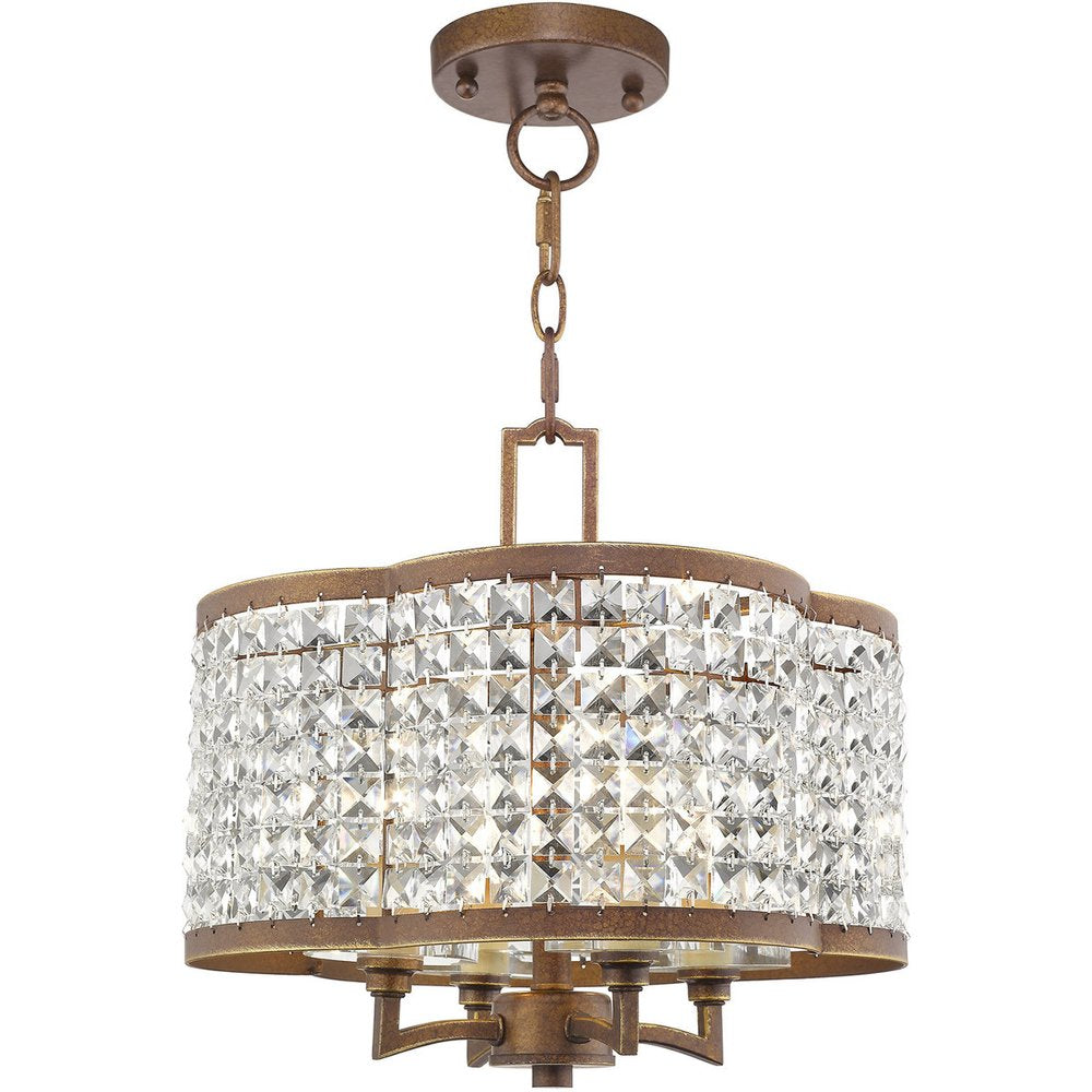 Bronze Four Light Metal Dimmable Chandelier With Shades HomeRoots