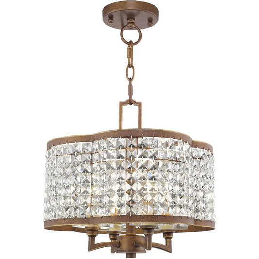 Bronze Four Light Metal Dimmable Chandelier With Shades HomeRoots