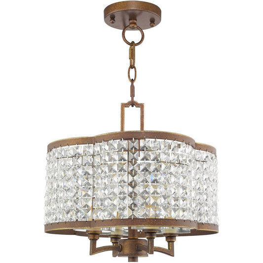 Bronze Four Light Metal Dimmable Chandelier With Shades HomeRoots