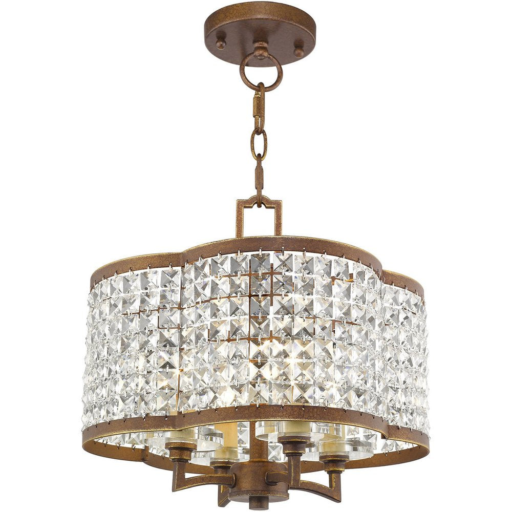 Bronze Four Light Metal Dimmable Chandelier With Shades HomeRoots